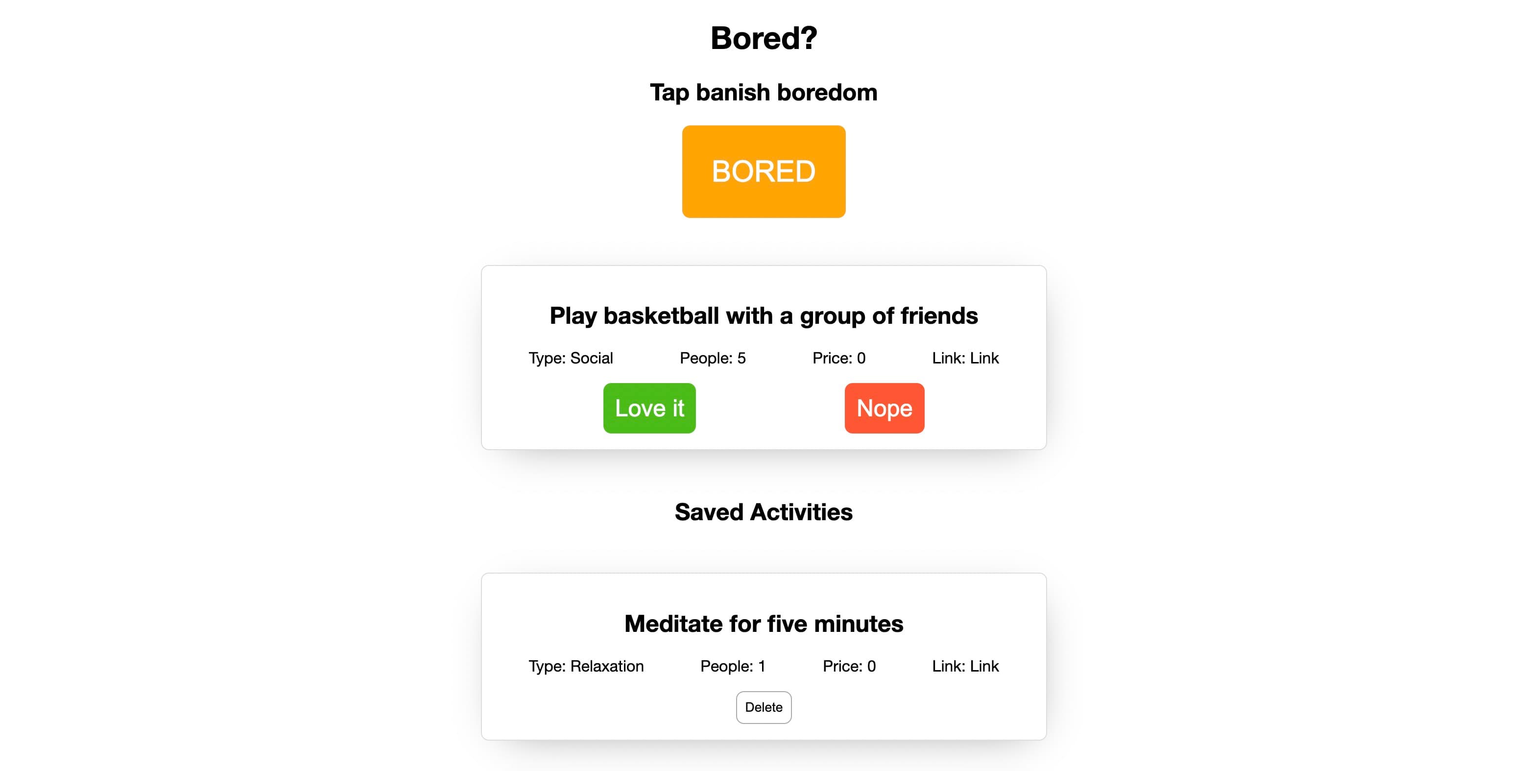 Banish Boredom App screenshot