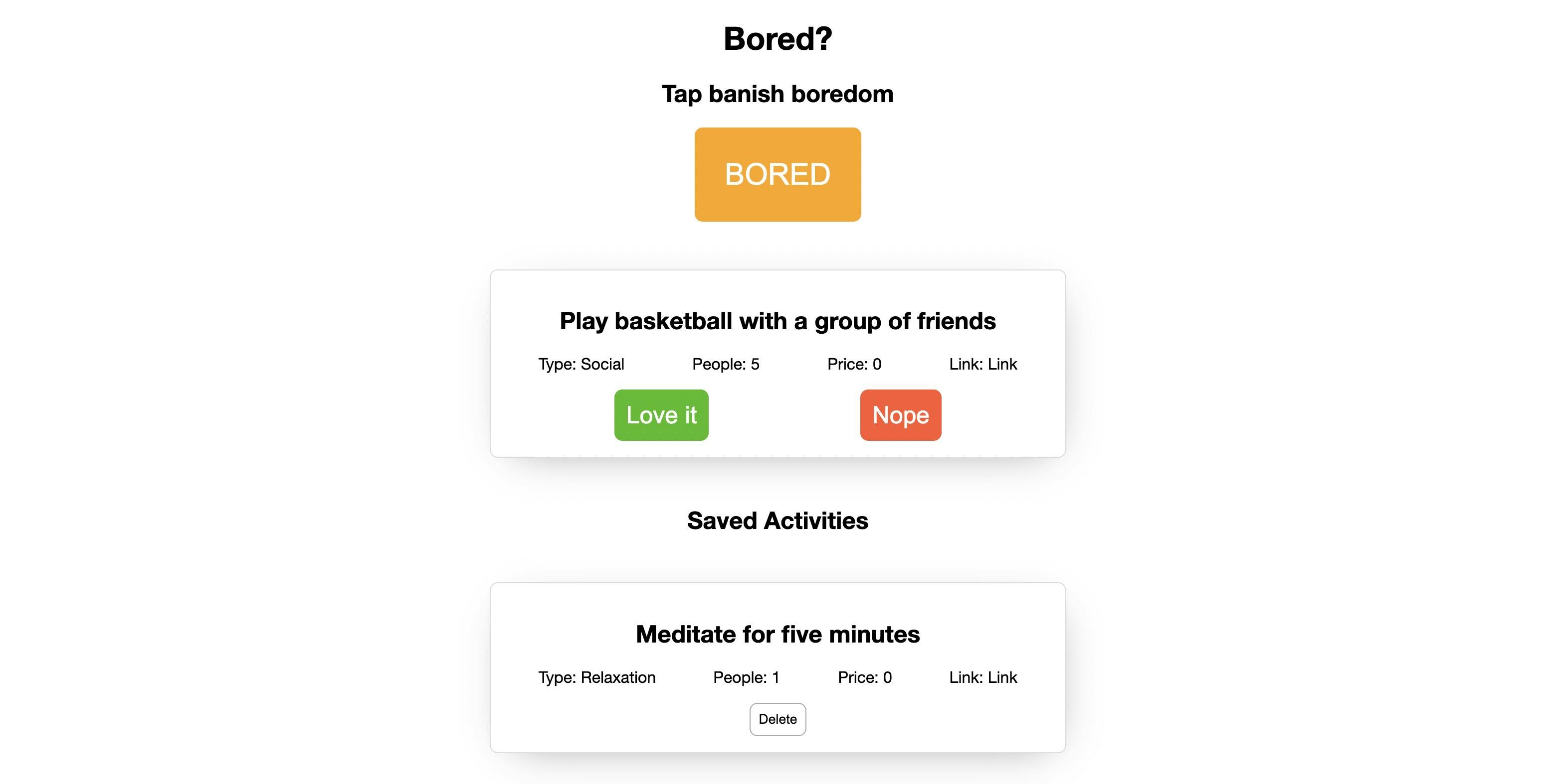 Banish Boredom App screenshot