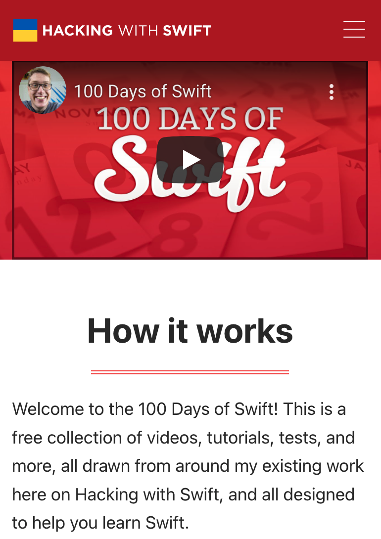 100 days of Swift UI screen shot